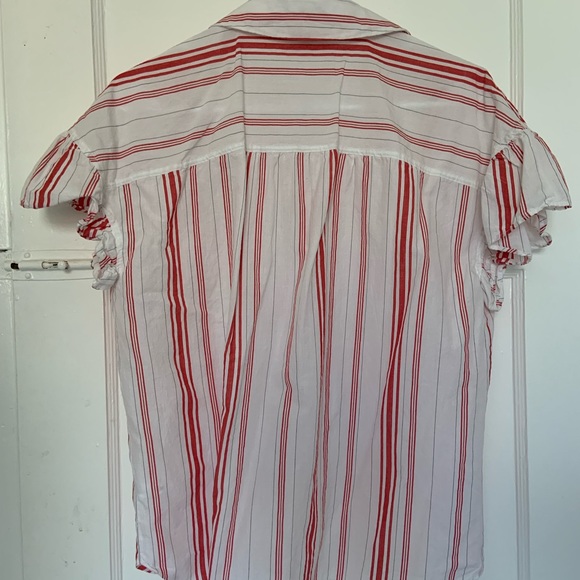 Madewell Central Ruffle Sleeve Shirt Stripe S - Picture 6 of 7